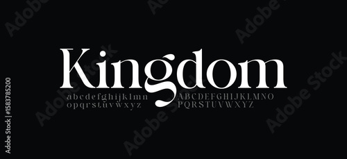 Kingdom Beauty Luxury font alphabet logo. Typography beautiful fashion elegant classic letters serif italic fonts decorative wedding vintage logos. vector illustration
