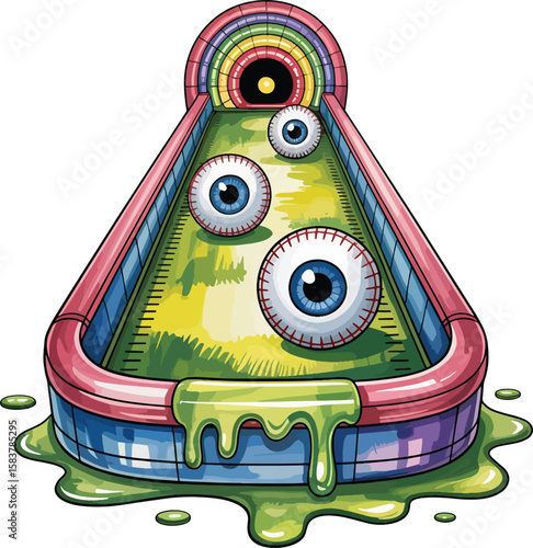 ball lane with stitched eyeballs as balls art design illustration premium quality