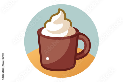 Warm Hot Chocolate with Marshmallow Toppings Illustration