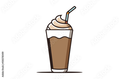Refreshing Iced Coffee in Glass with Whipped Cream Art