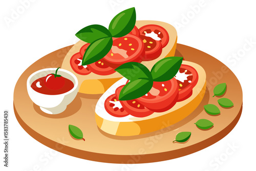 Bruschetta Platter with Fresh Tomato Basil and Olive Oil