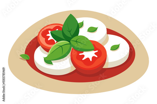 Healthy Caprese Platter with Cheese and Tomatoes Vector