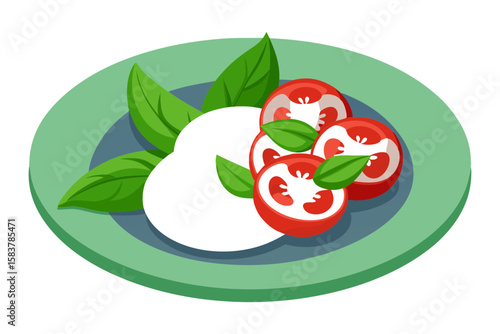 Fresh Italian Caprese with Mozzarella and Basil Illustration
