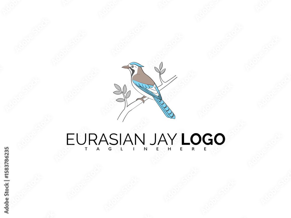 Fototapeta premium Unique Eurasian Jay Logo Design with Artistic Flair. Clean Vector Bird Symbol Ideal for Branding Sustainable Goods, Bird Awareness Campaigns, and Eco-Focused Merchandise.