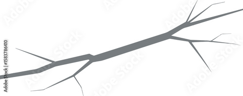 A single grey abstract crack shape with multiple sharp points isolated on transparent background