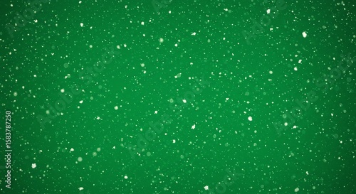 Green Snow Falling on Bright Green Background for Winter or Holiday Design