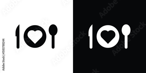 Wedding dinner icon black and white. Simple glyph icons.