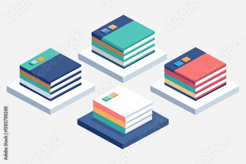  Book Cover Mockup Vector Set – Open & Closed Views