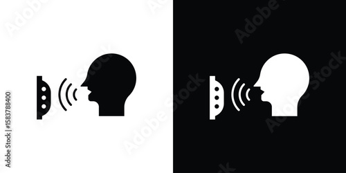 Voice control icon black and white. Simple glyph icons.