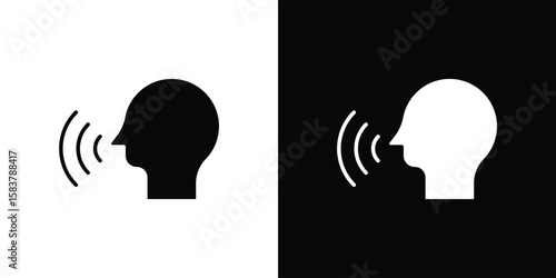 Voice control icon black and white. Simple glyph icons.
