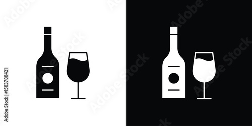 Vodka icon black and white. Simple glyph icons.