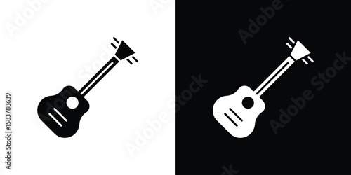 Ukulele icon black and white. Simple glyph icons.