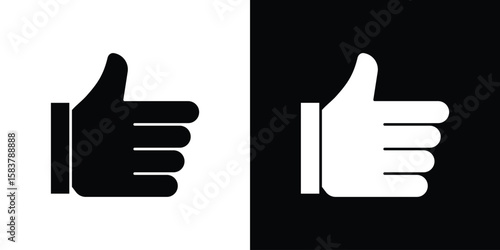 Thumb up icon black and white. Simple glyph icons.