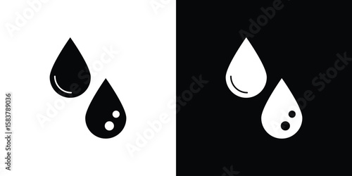 Tear drop icon black and white. Simple glyph icons.