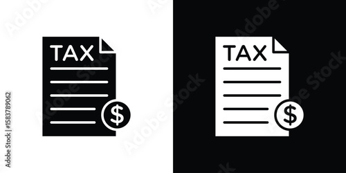 Taxes icon black and white. Simple glyph icons.
