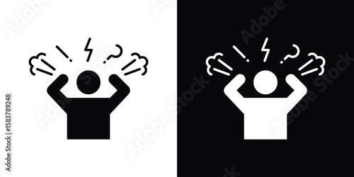 Stress icon black and white. Simple glyph icons.