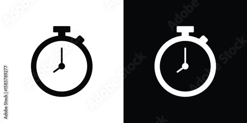 Stopwatch icon black and white. Simple glyph icons.