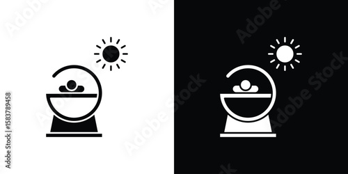 Solarium icon black and white. Simple glyph icons.