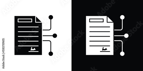 Smart contract icon black and white. Simple glyph icons.