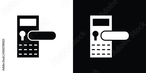 Smart lock icon black and white. Simple glyph icons.
