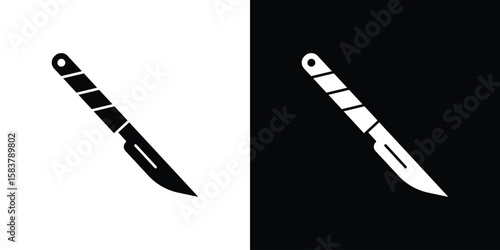 Scalpel icon black and white. Simple glyph icons.