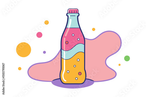 Sparkling Soda Beverage with Fizzing Bubbles Vector Design