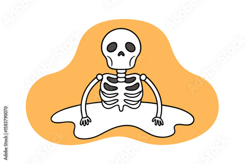 Funny Skeleton Skull Icon for Halloween Vector Artwork