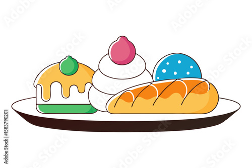 Elegant Italian Desserts Collection in Vector Style
