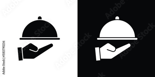 Restaurant Tray icon black and white. Simple glyph icons.