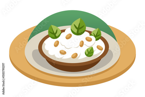 Warm Creamy Risotto Platter with Italian Flavor Vector Art