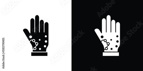 Rash hand icon black and white. Simple glyph icons.