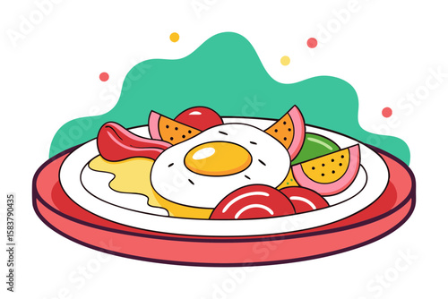Chilaquiles with Eggs Salsa Roja and Queso Fresco Mexican Breakfast Vector
