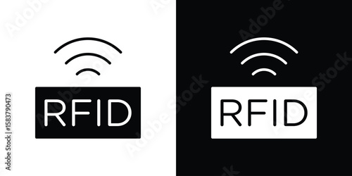 RFID icon black and white. Simple glyph icons.
