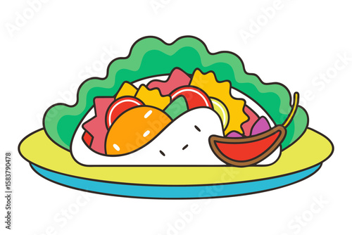 Fajita Platter with Beef Peppers and Tortillas Mexican Food Vector