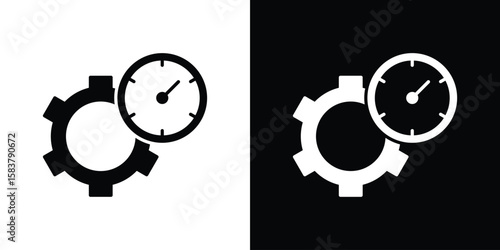 Productivity icon black and white. Simple glyph icons.