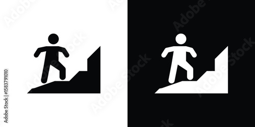 People Climbing icon black and white. Simple glyph icons.