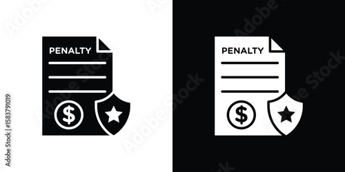 Penalty icon black and white. Simple glyph icons.