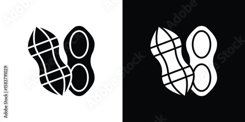 Peanut icon black and white. Simple glyph icons.
