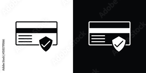 Payment security icon black and white. Simple glyph icons.