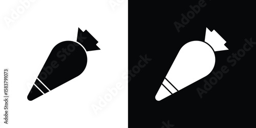 Pastry bag icon black and white. Simple glyph icons.
