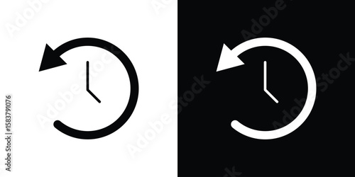 Past icon black and white. Simple glyph icons.