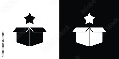 New product icon black and white. Simple glyph icons.