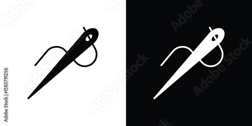 Needle icon black and white. Simple glyph icons.