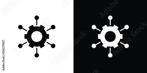 Microservices icon black and white. Simple glyph icons.