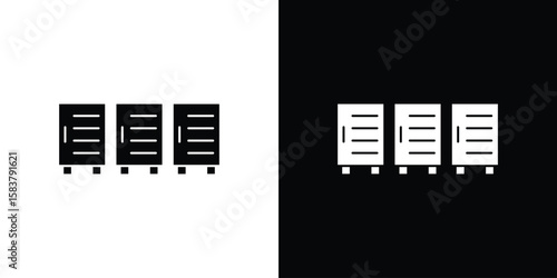 Lockers icon black and white. Simple glyph icons.
