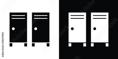 Locker icon black and white. Simple glyph icons.