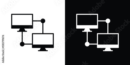 Local network icon black and white. Simple glyph icons.