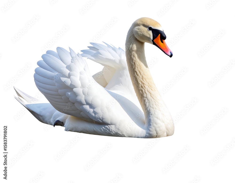 Fototapeta premium white swan on white background