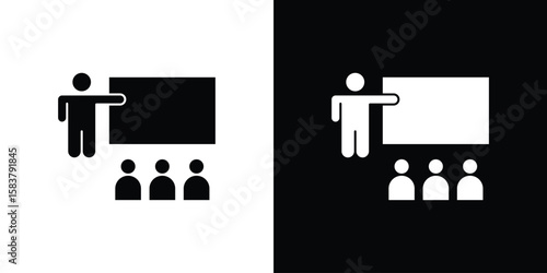 Lecture icon black and white. Simple glyph icons.