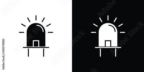 LED icon black and white. Simple glyph icons.